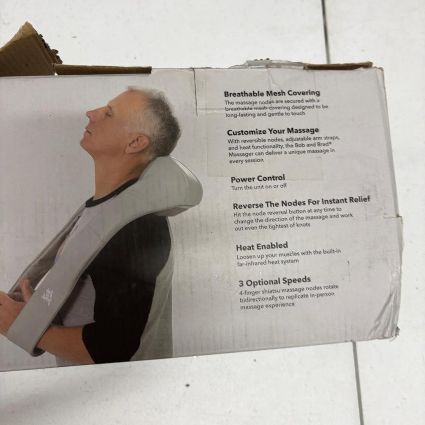 Bob and Brad Neck and Back Massager Shiatsu Heated Shoulder Massage Grey NIB