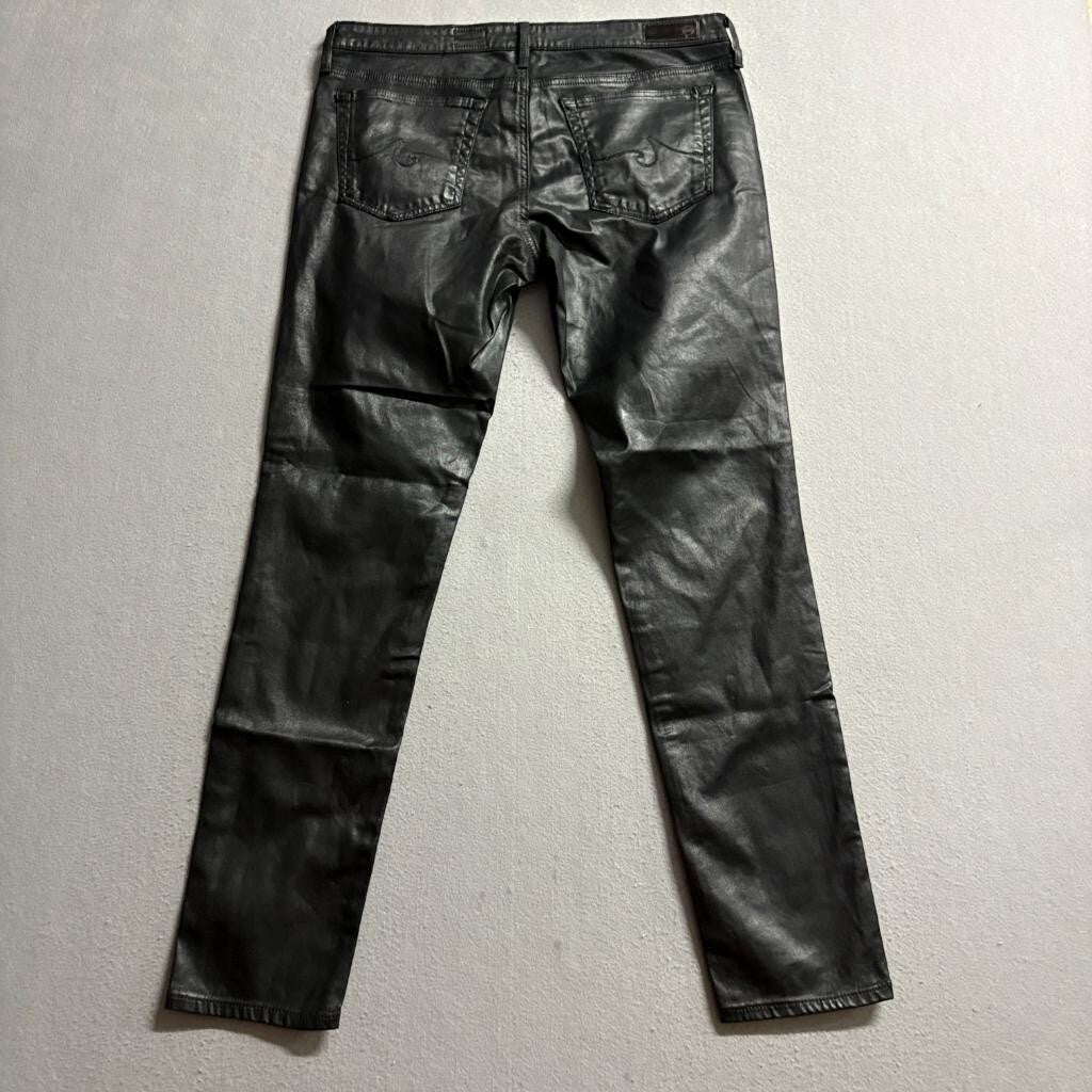 AG Adriano Goldschmied The Legging Ankle Jeans Womens 30R Black Coated Skinny