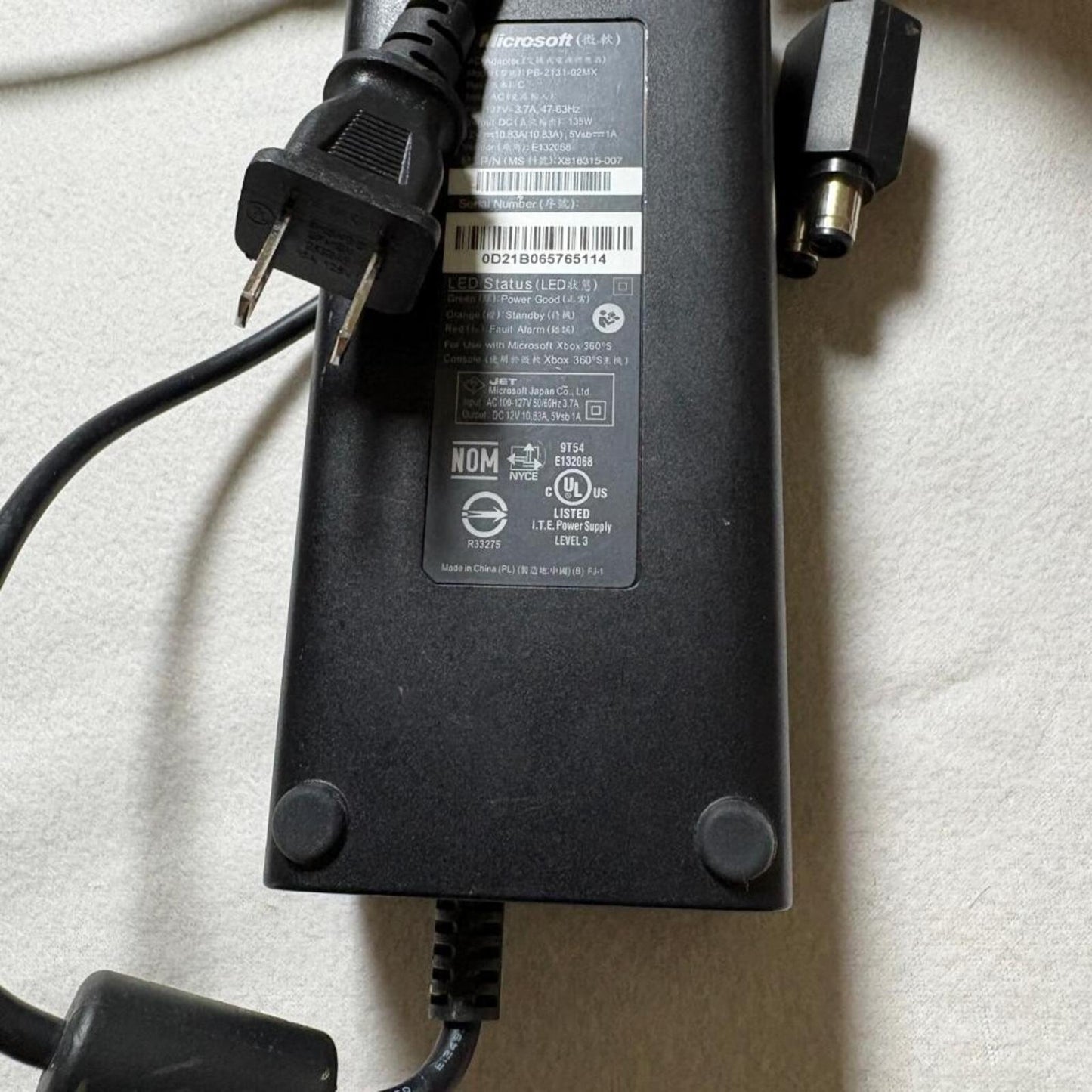 Official Microsoft Xbox 360 Slim AC Adapter Power Supply 135W PB-2131-02MX OEM