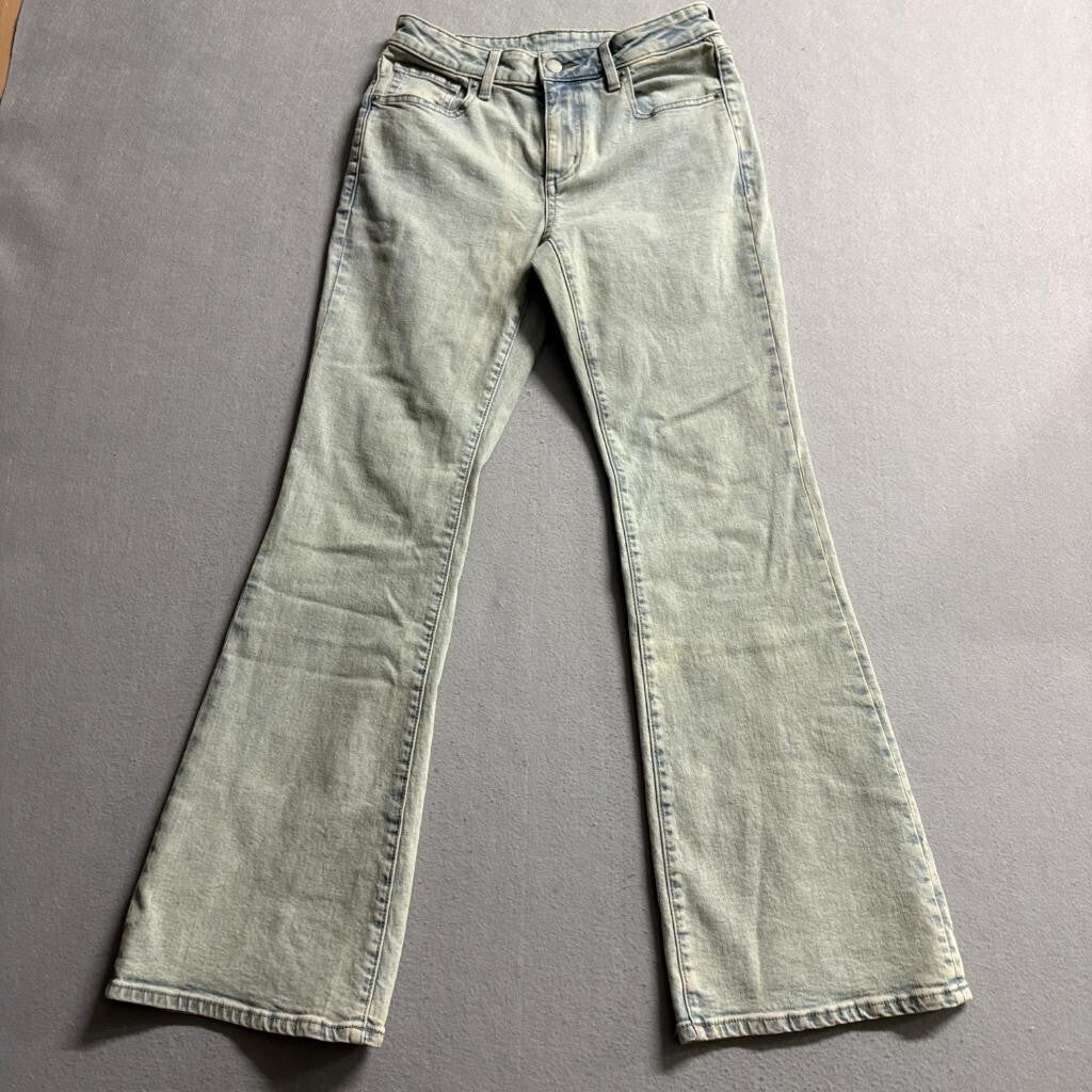 GU Jeans Womens Size S Light Wash Blue Denim Flare Leg Stretch High Rise