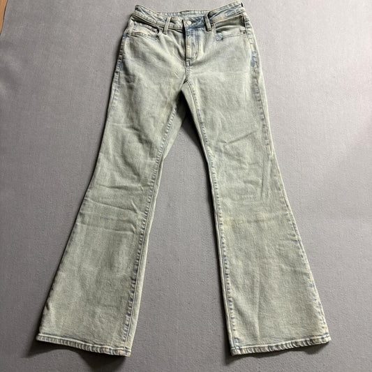 GU Jeans Womens Size S Light Wash Blue Denim Flare Leg Stretch High Rise