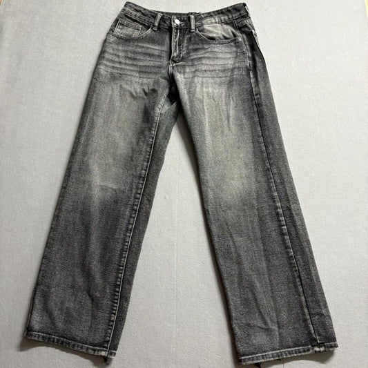 Shein Jeans Womens Size 6 Gray Acid Wash Wide Leg High Rise Denim Pants