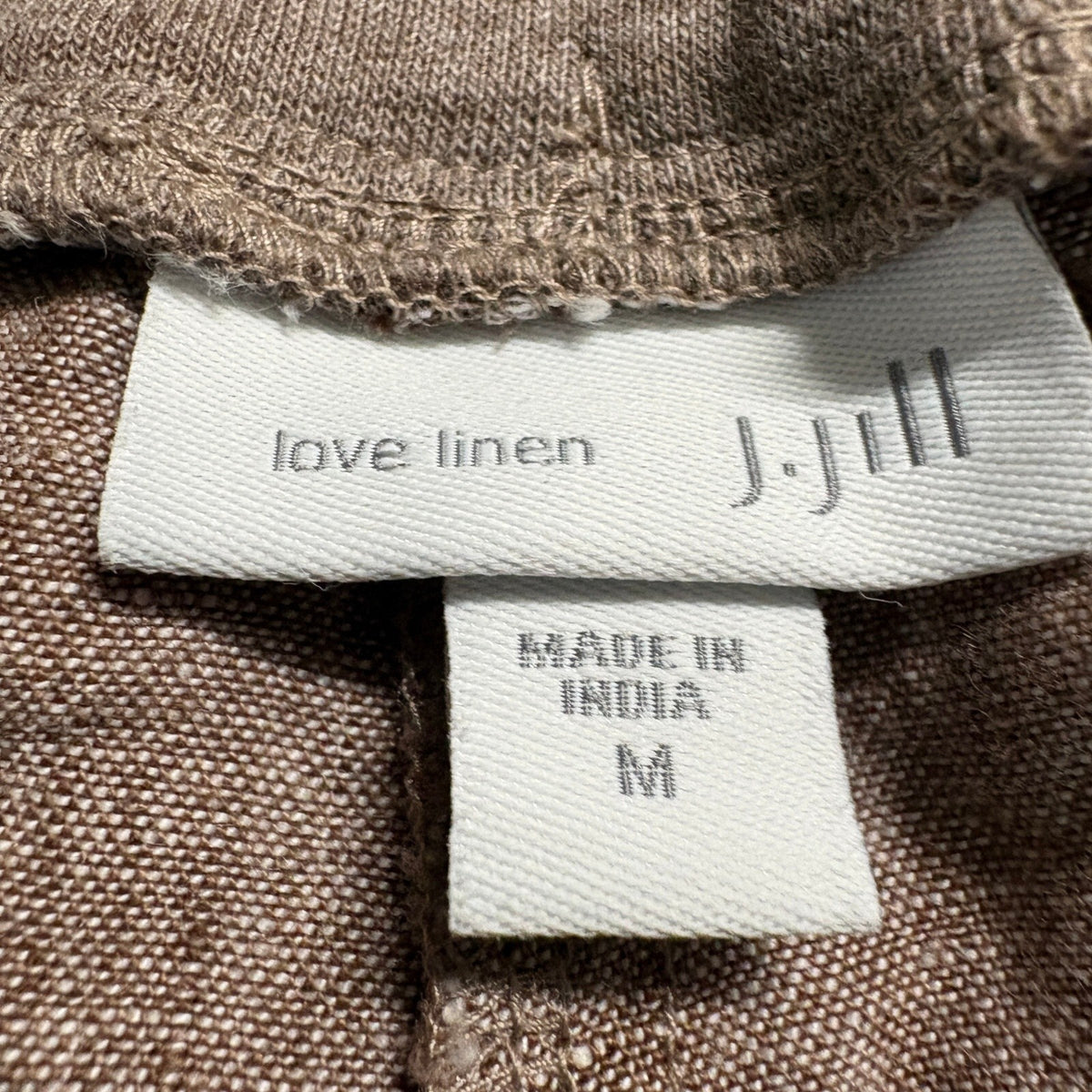 J.Jill Love Linen Pants Womens Medium Brown Tapered Leg Elastic Waist Casual