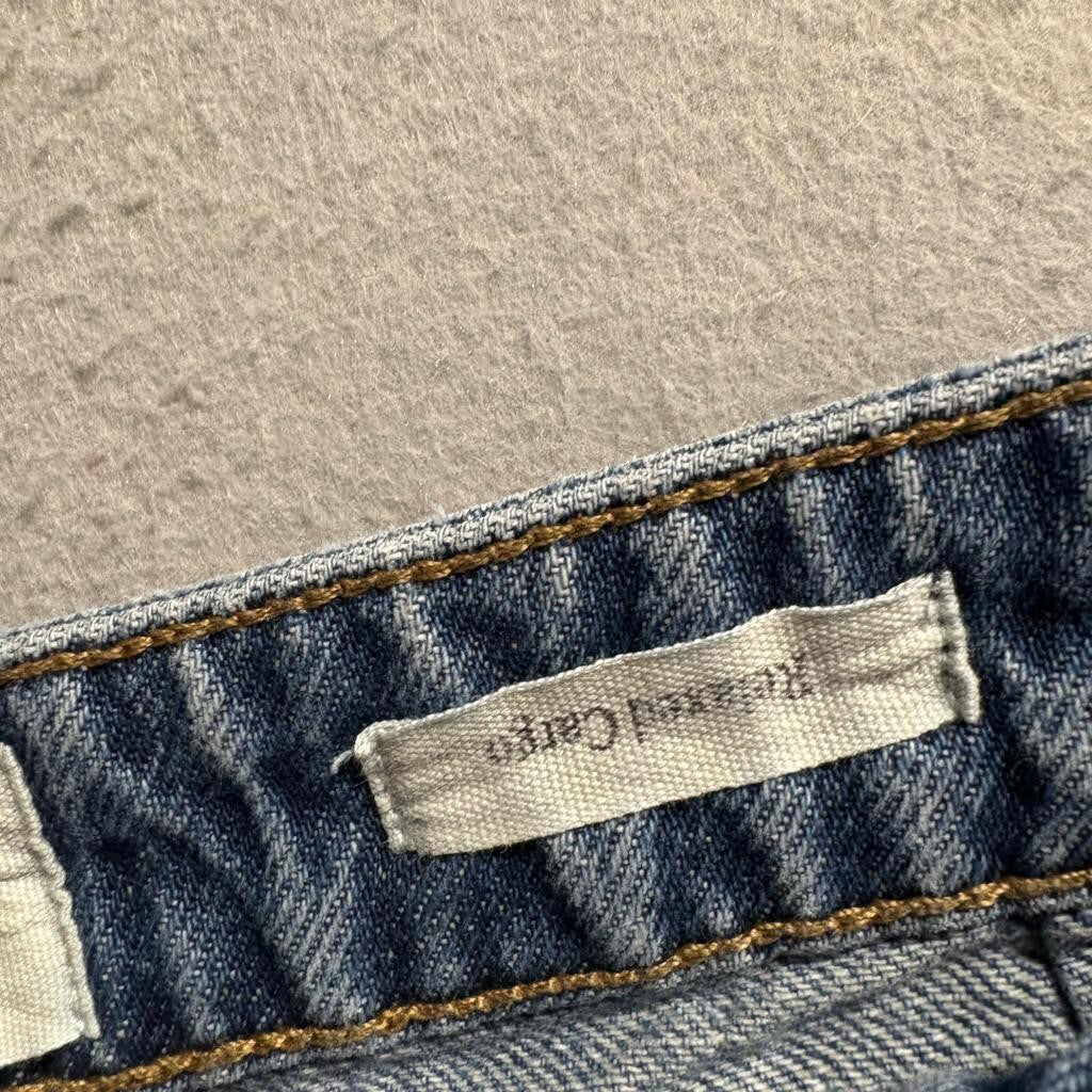 Cotton On Relaxed Cargo Jeans Womens Size 28 Blue Denim Wide Leg High Rise Flaw