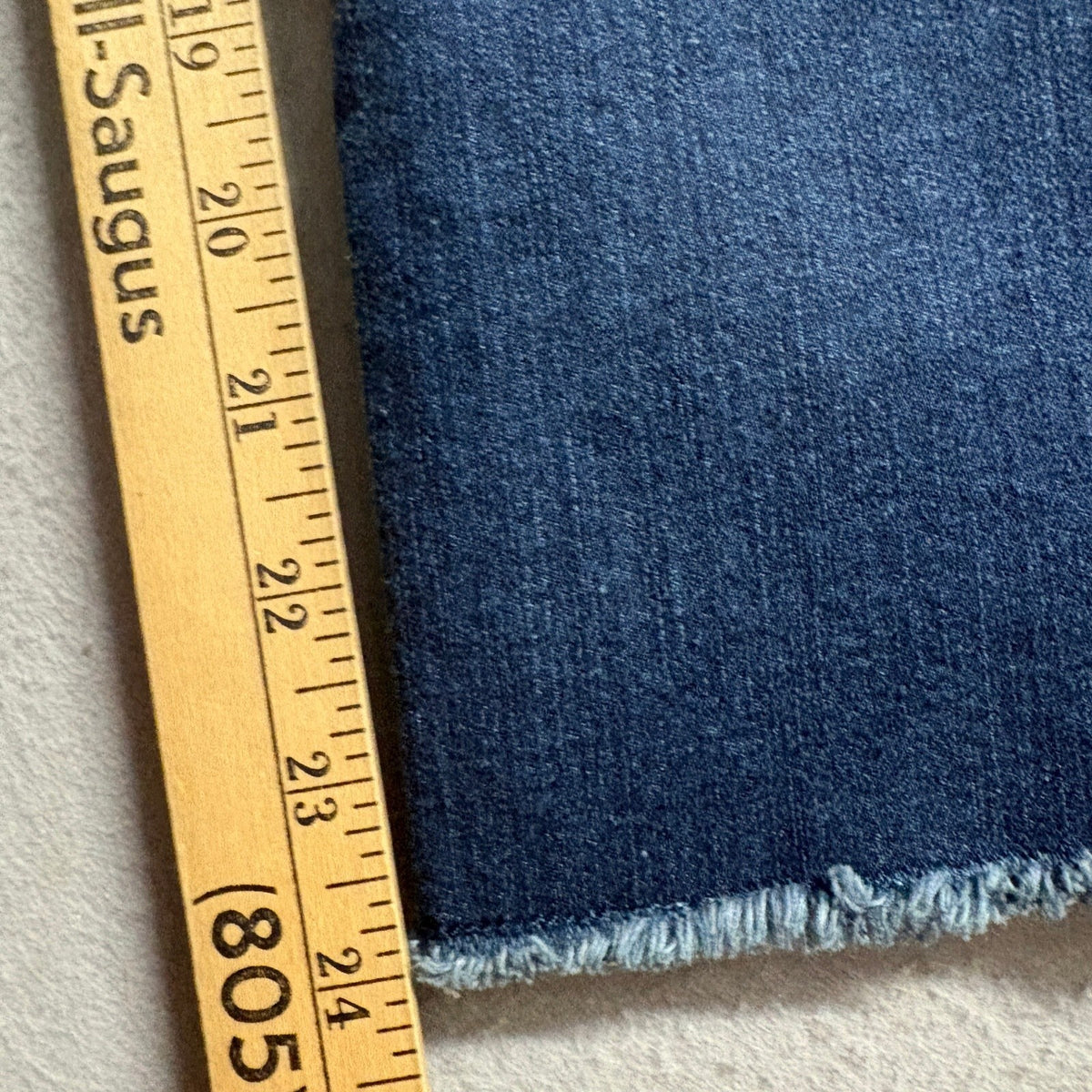 Lori Goldstein LOGO Wide Leg Jeans Womens 14 Blue Denim Raw Hem Tuxedo Stripe