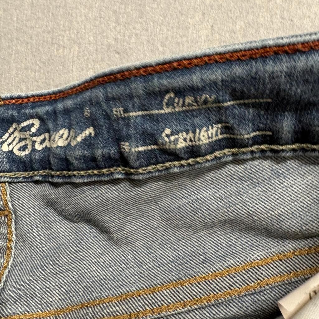 Eddie Bauer Curvy Straight Jeans Womens 12 Blue Denim Stretch Medium Wash
