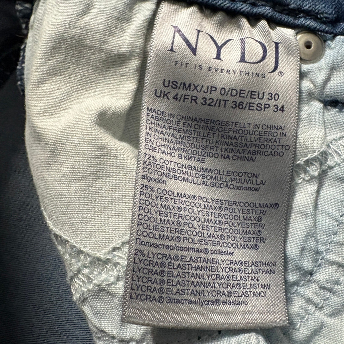 NYDJ Marilyn Straight Jeans Womens Size 0 Blue Lift Tuck Cool Embrace Cuffed