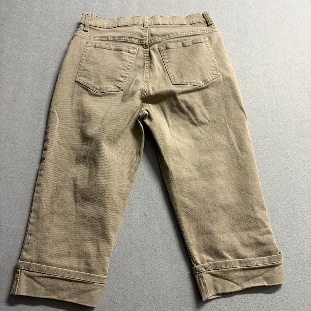 Gloria Vanderbilt Amanda Capri Jeans Womens Size 8 Khaki Brown Stretch Denim