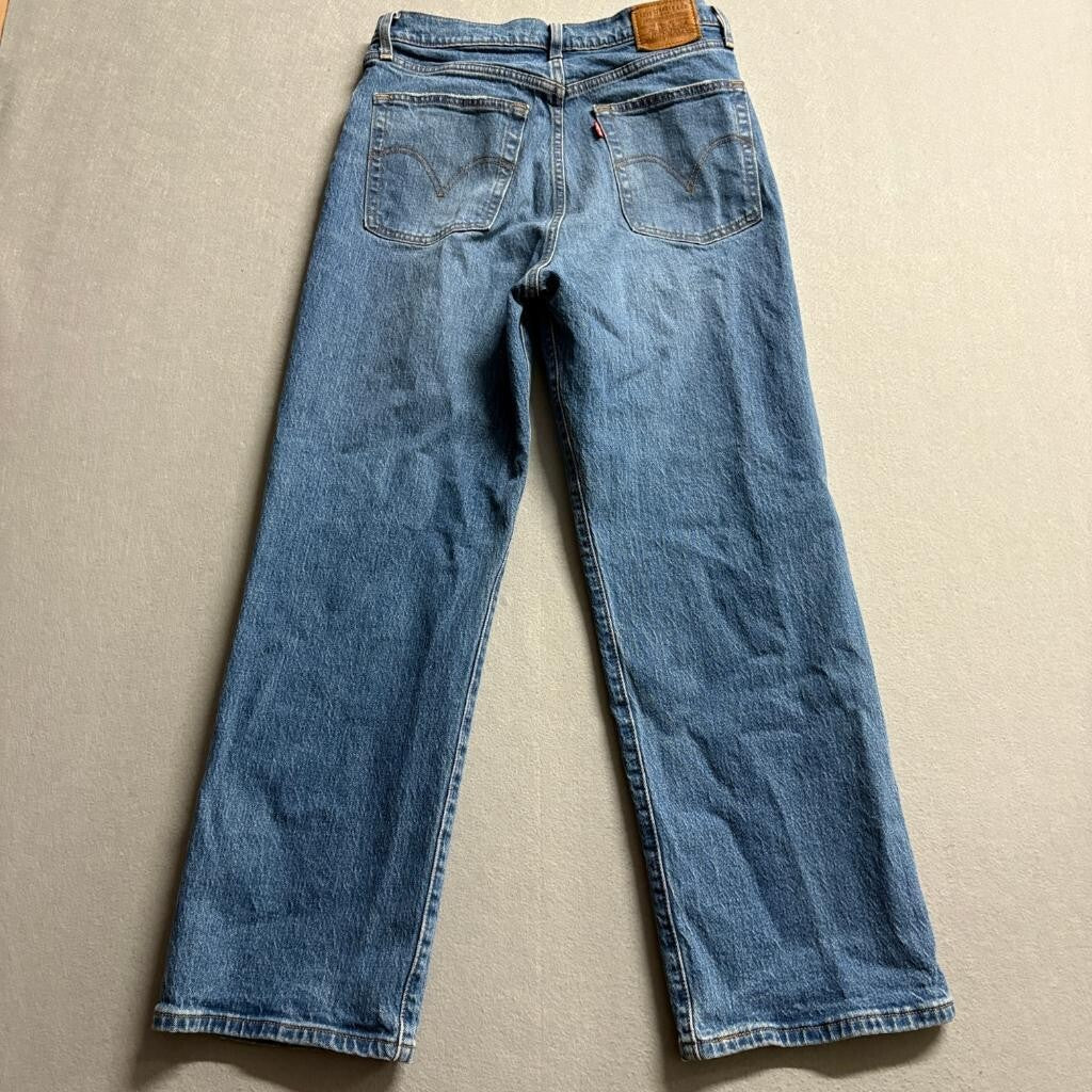 Levi's Premium Ribcage Straight Jeans Womens 29 Blue Denim High Rise Button Fly