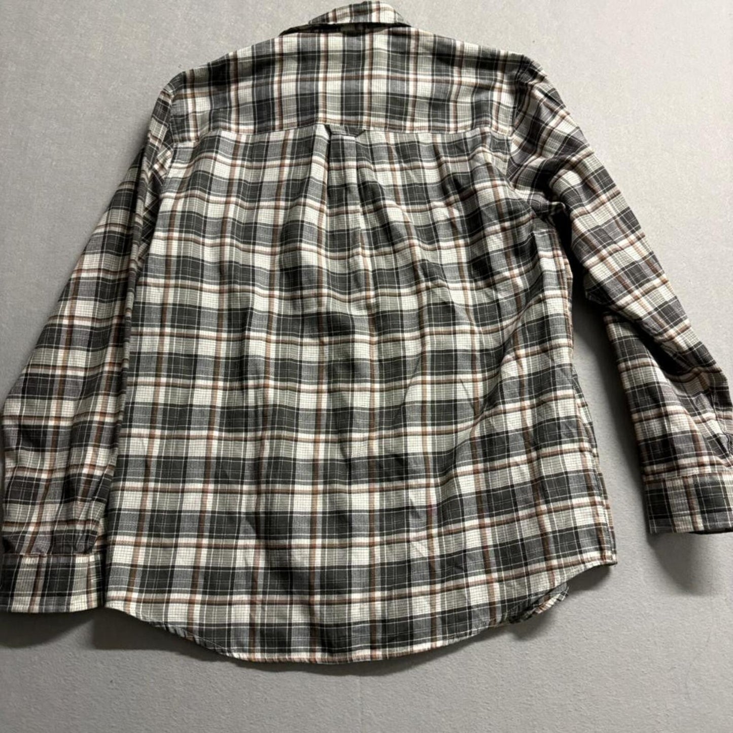 Clearwater Outfitters Plaid Button Down Shirt Mens Large Brown Gray Long Sleeve