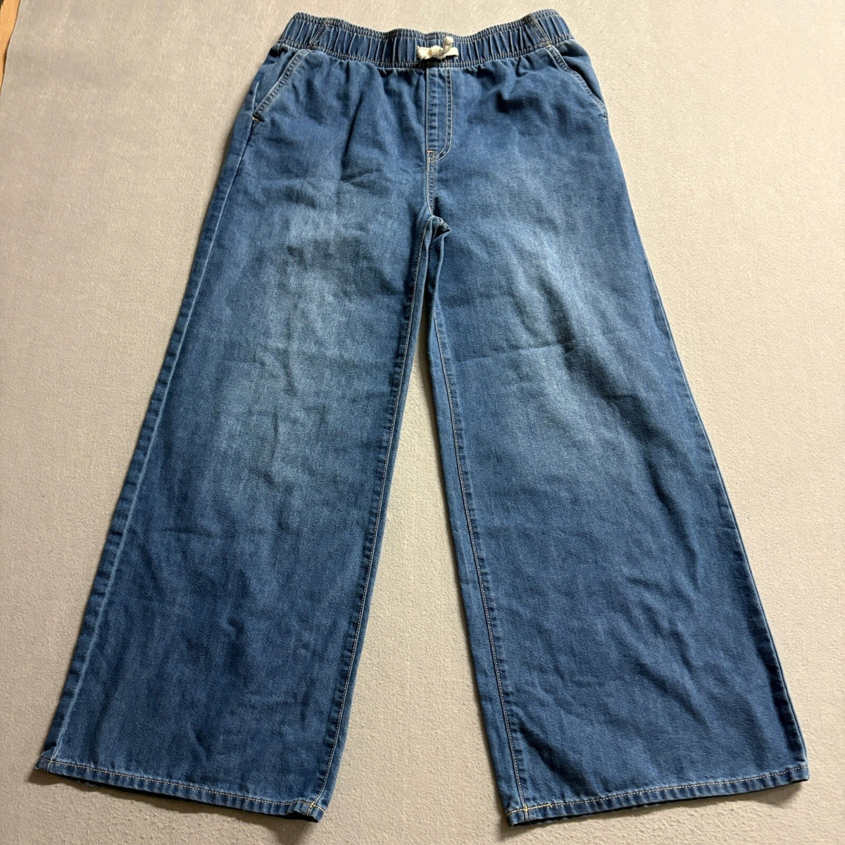 Old Navy High Rise Baggy Jeans Girls XL 14-16 Plus Blue Wide Leg Elastic Waist