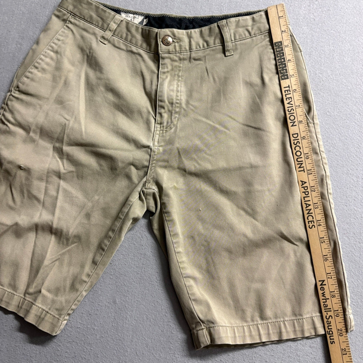 Volcom Chino Shorts Mens 30 Khaki Tan Cotton Blend Skate Casual