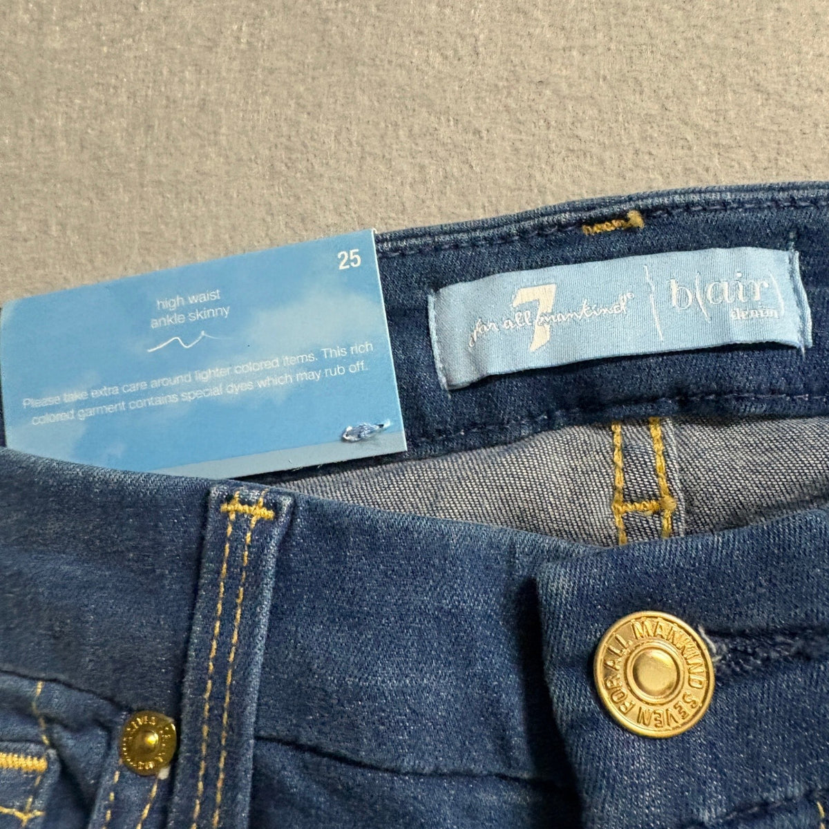 7 For All Mankind Blair High Waist Ankle Skinny Jeans Womens 25 Raw Hem Blue