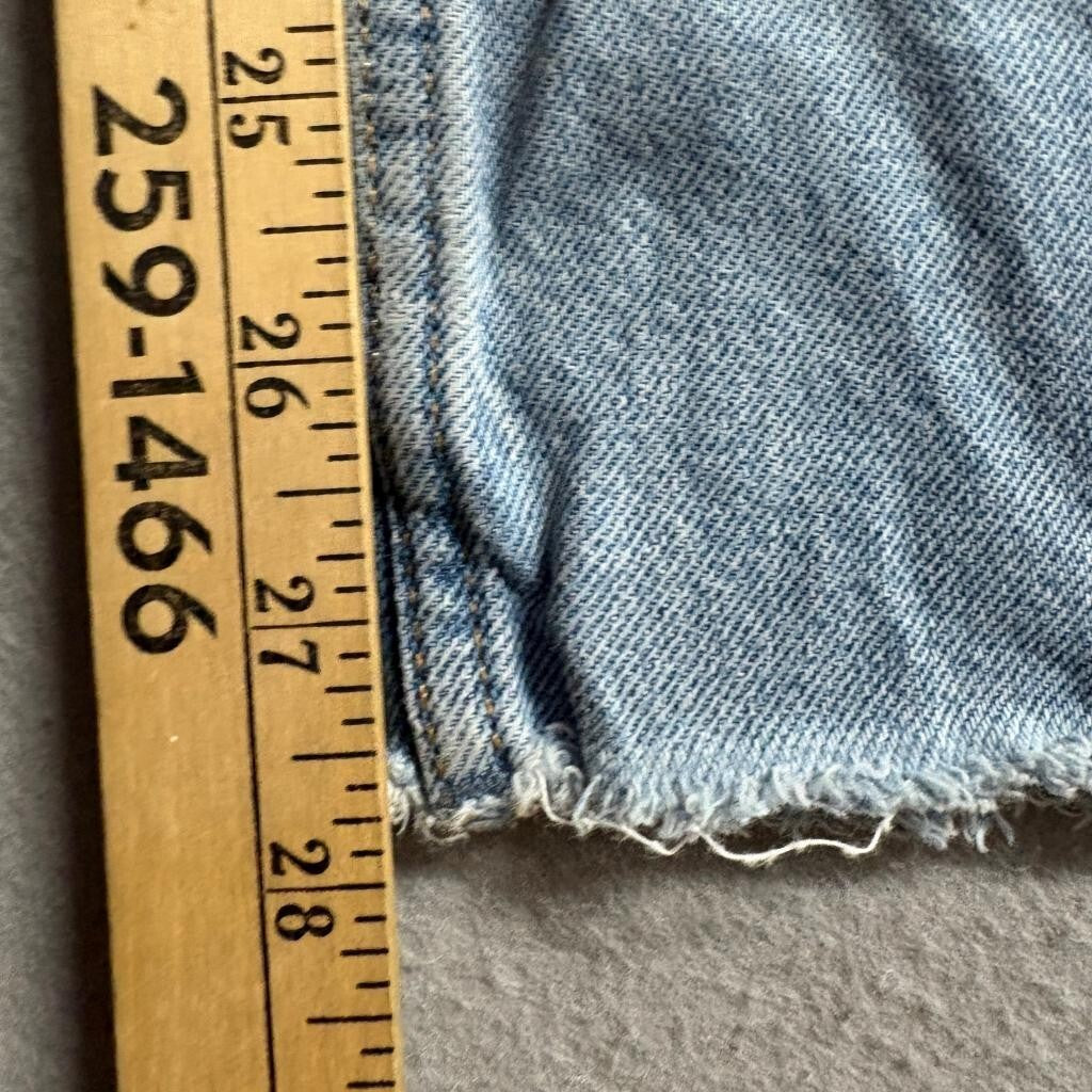 H&M &Denim Wide Ultra High Waist Jeans Womens US 2 Light Blue Raw Hem Distressed