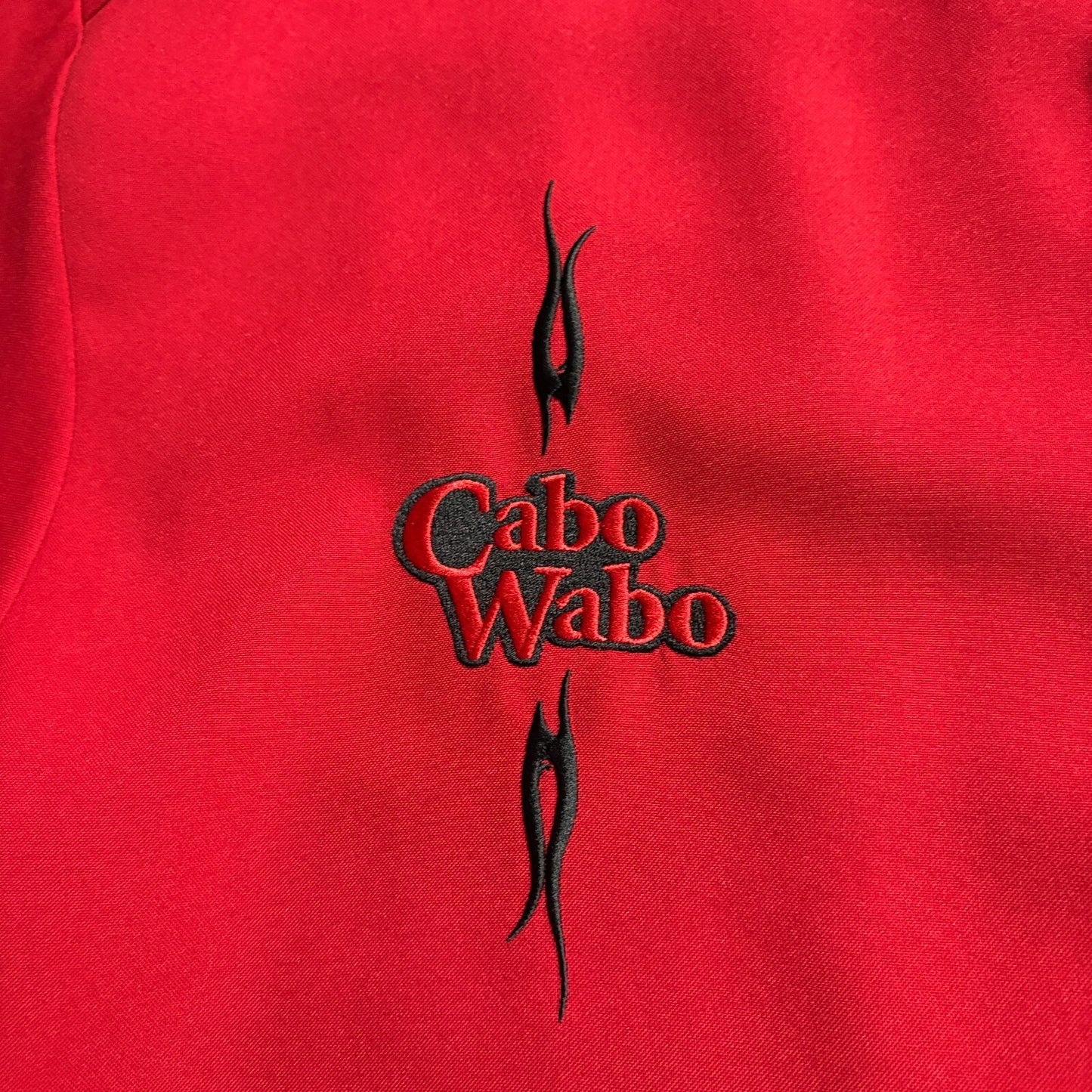 Cabo Wabo Cantina Button Up Shirt 2XL Fits Like 2XL Red USA Embroidered Casino
