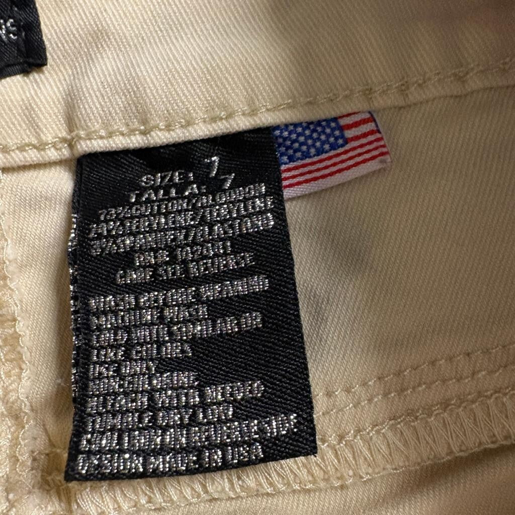 926 Jeans Womens Beige Cargo Pants Size 7 High Rise Wide Leg Utility Khaki