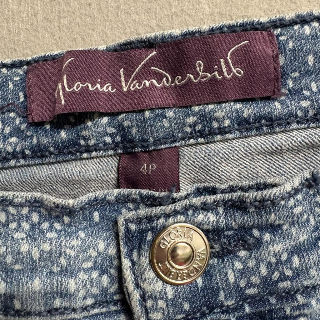 Gloria Vanderbilt Amanda Jeans Womens 4P Blue Patterned Stretch Denim Petite