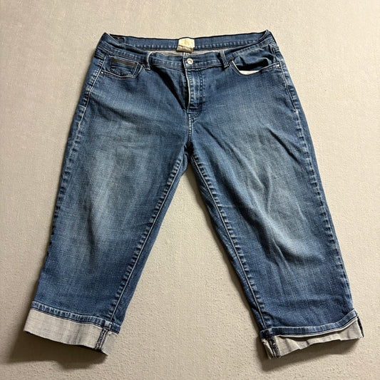 Levi's 515 Capri Jeans Womens Size 14 Blue Denim Cuffed Cropped Stretch Medium