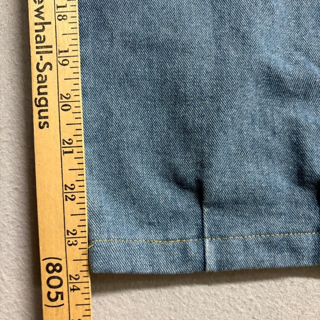 Unbranded Womens Blue Denim Cargo Jeans Size S Wide Leg High Rise Drawstring