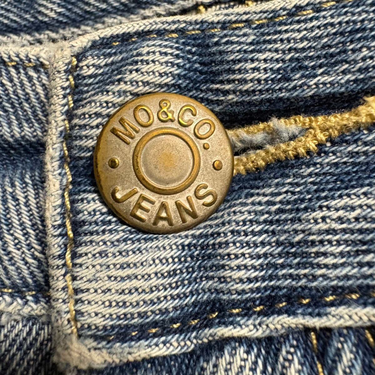 MO&Co Premium Jeans Womens 25 Blue Distressed Ripped Graphic Patch Denim