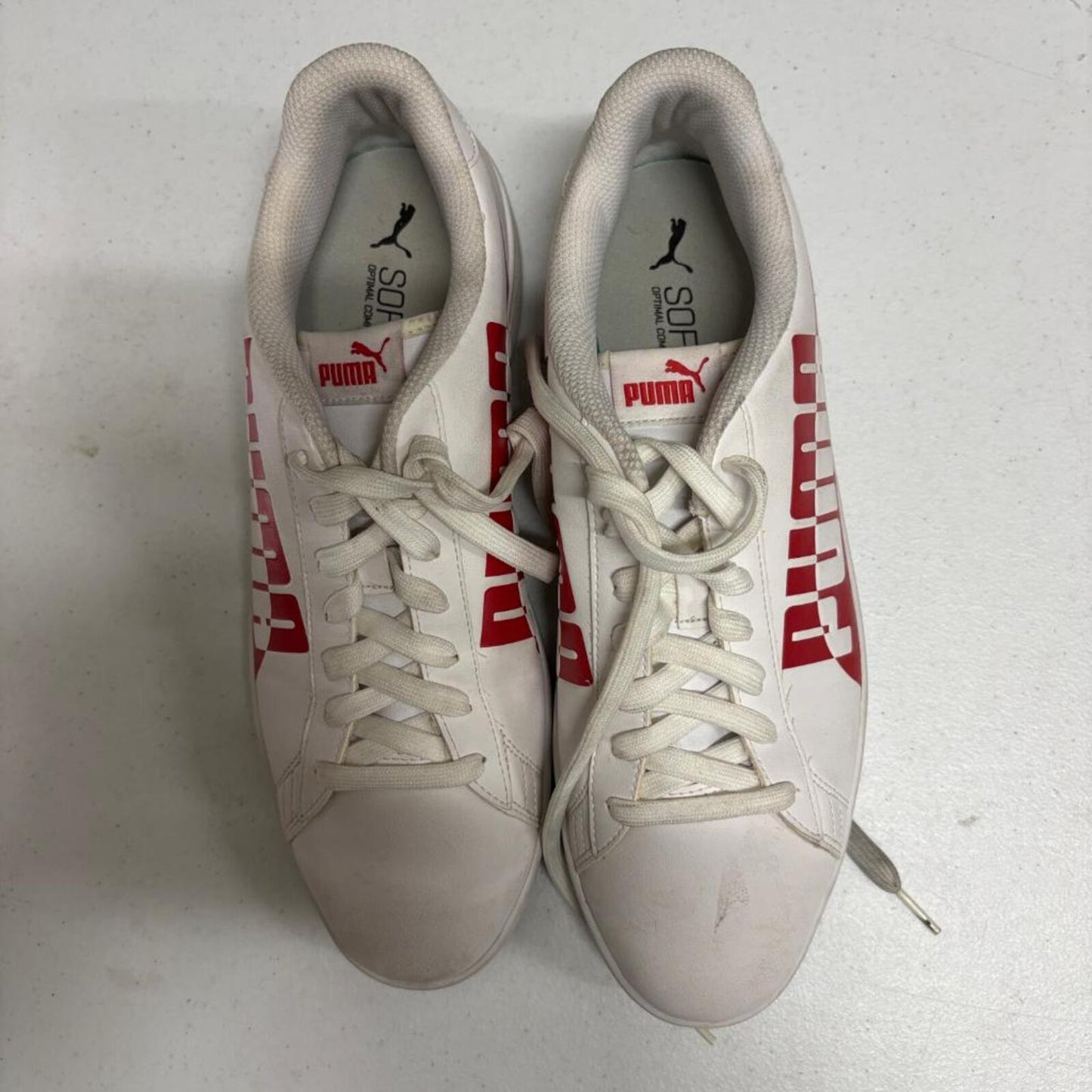 Puma Smash V2 Max Mens Size 11.5 White Red Low Top Sneakers 371135-03