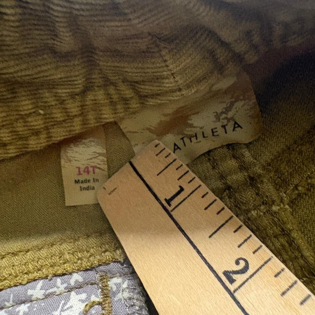 Athleta Corduroy Pants Womens 14T Tall Mustard Yellow Stretch Straight Leg
