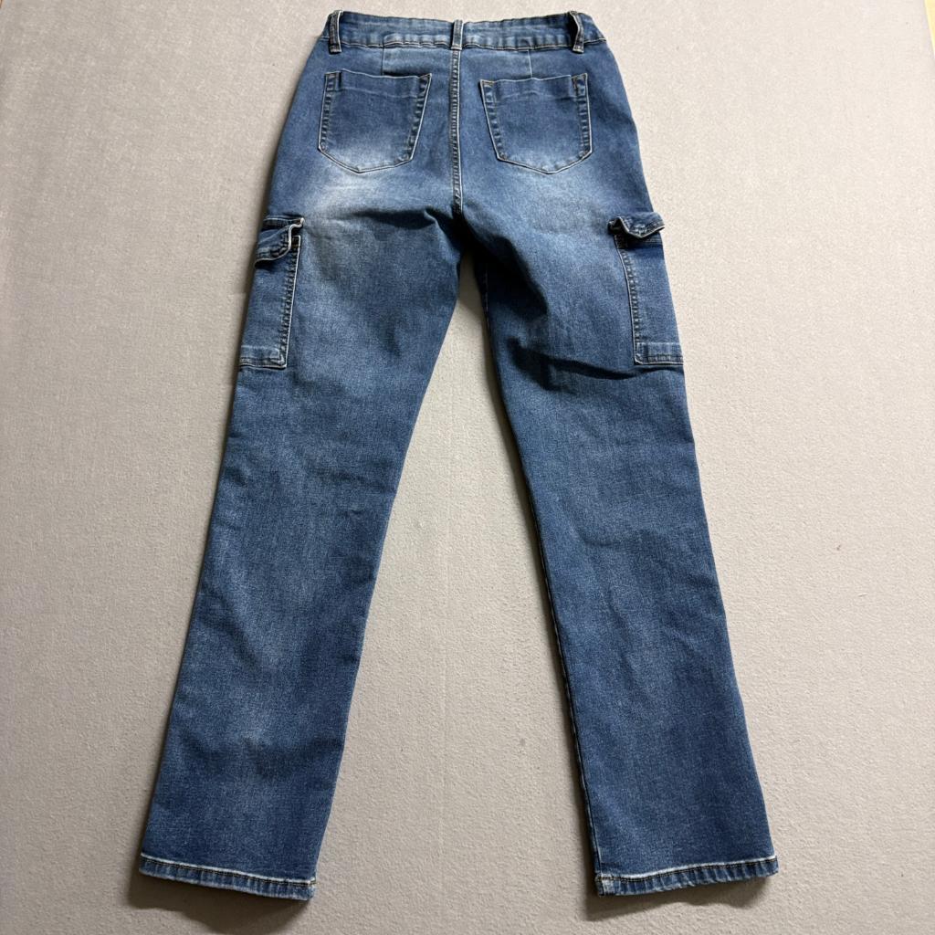 Sexy Fabulous Cargo Jeans Womens Size 9 Blue Denim High Rise Straight Leg