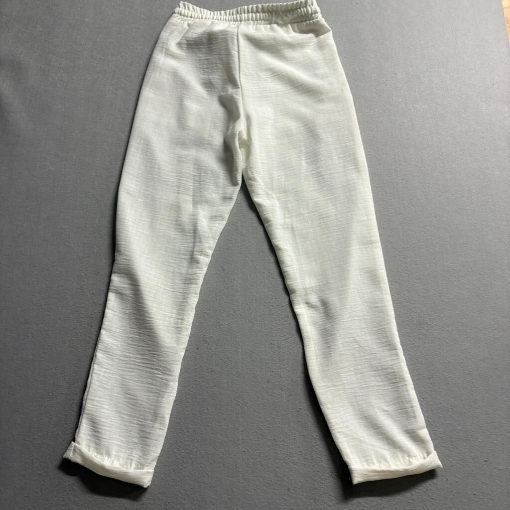 Duty Mot Fashion Express Womens White Linen Blend Drawstring Pants Size S