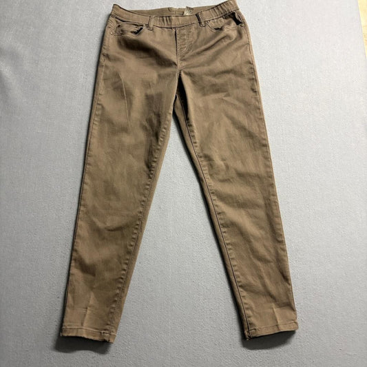 D&Co Denim and Co Womens Medium Brown Stretch Pull On Skinny Pants
