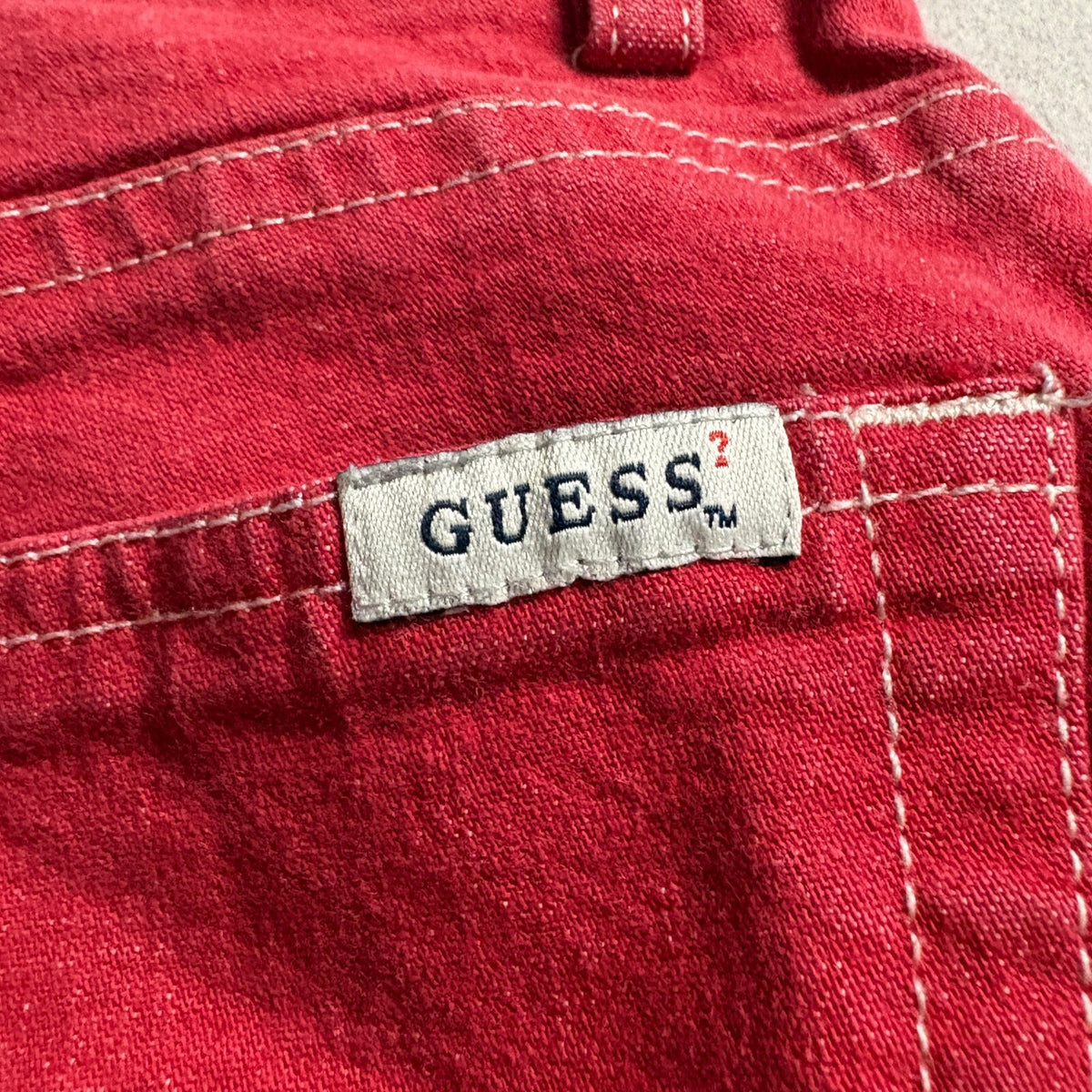 Guess Jeans Vintage Womens 24 Red Denim Pants Bootcut Mid Rise Made in Hong Kong