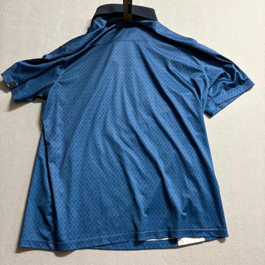 Oakley Golf Polo Shirt Mens XL Blue Geometric Pattern Short Sleeve Athletic