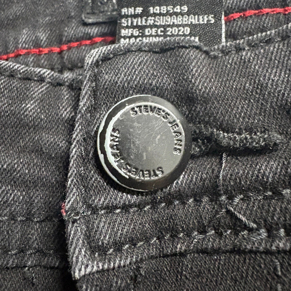 Steve's Jeans Mens 31x32 Black Slim Stretch Denim Pants Zipper Pocket Casual