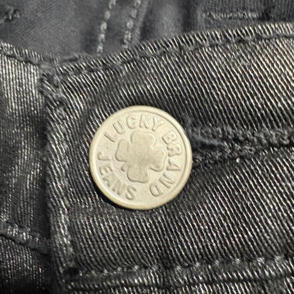 Lucky Brand Charlie Super Skinny Jeans Womens 2/26 Black Coated Waxed Denim