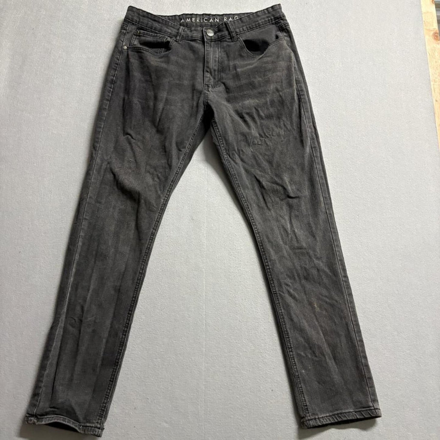 American Rag Jeans Mens 34x32 Gray Comfort Stretch Denim Slim Straight Pants