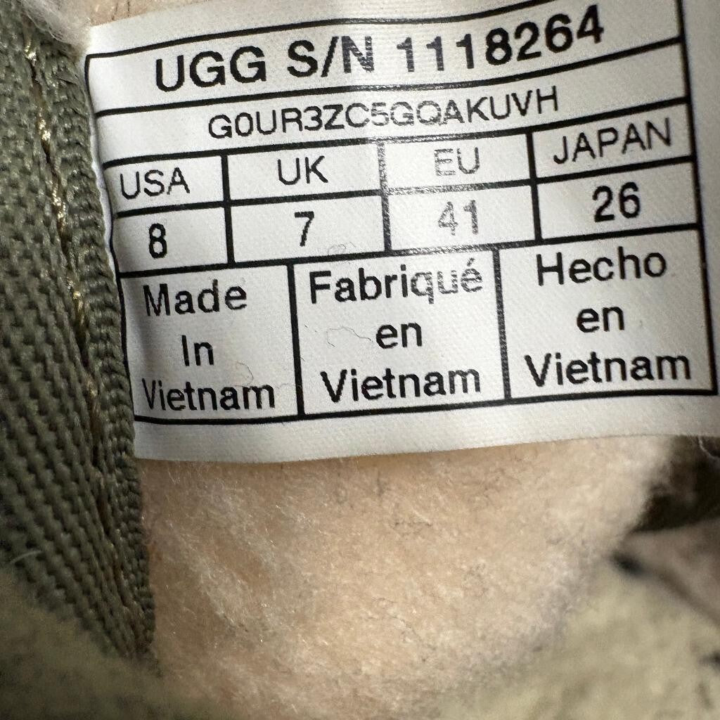 UGG Neumel Canvas Moss Green Mens Boots Size 8 Wool Lined Chuka Boots 1118264