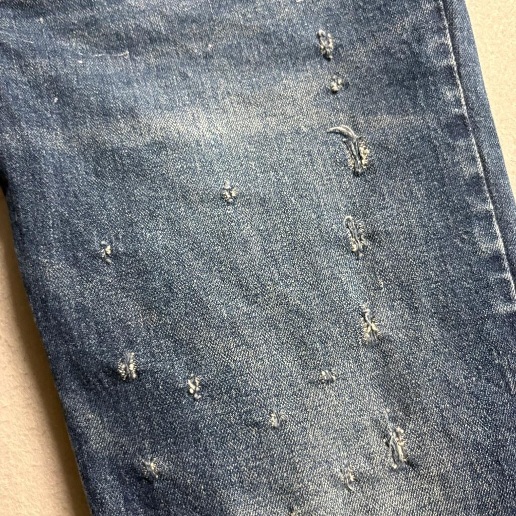 Levi's 501 Original Fit Jeans Womens W32 L32 Blue Distressed Raw Hem Denim
