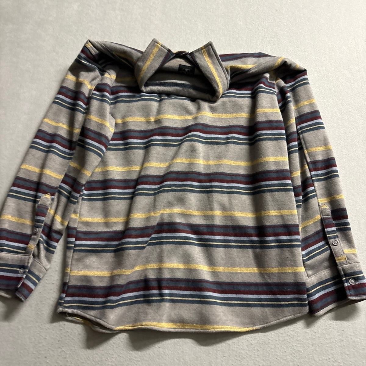 Caliville Mens XL Striped Fleece Shirt Jacket Long Sleeve Button Up Flannel Gray