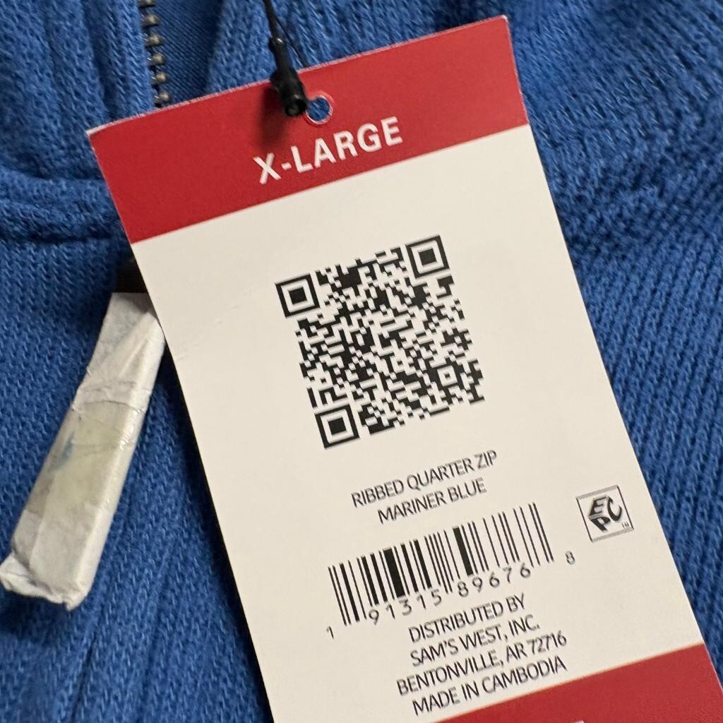 Lands End Ribbed Quarter Zip Pullover Mens XL Mariner Blue Cotton Blend Sweater