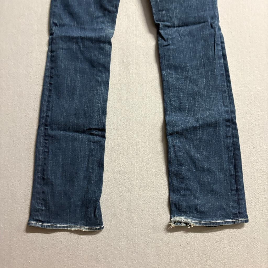 True Religion Johnny Jeans Womens 30 Blue Denim Bootcut Low Rise Thick Stitch
