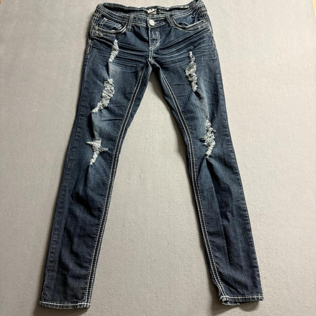 Hydraulic Bailey Super Skinny Jeans Womens Size 9/10 Distressed Thick Stitch
