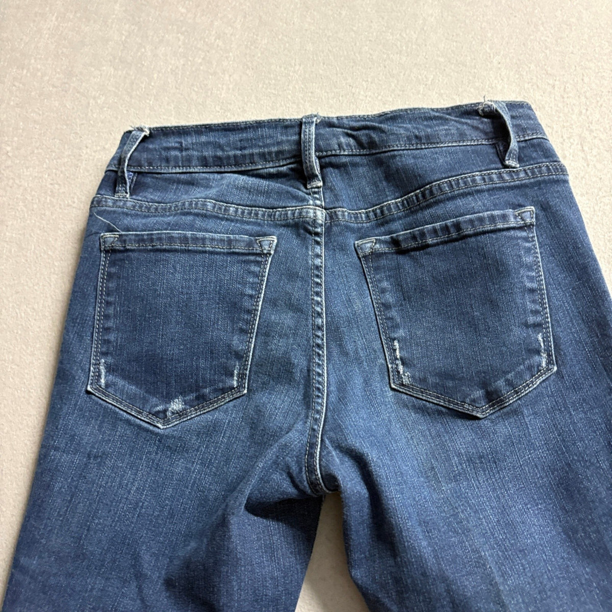 Frame Denim Le Skinny de Jeanne Jeans Womens 24 Distressed Ripped Blue Stretch