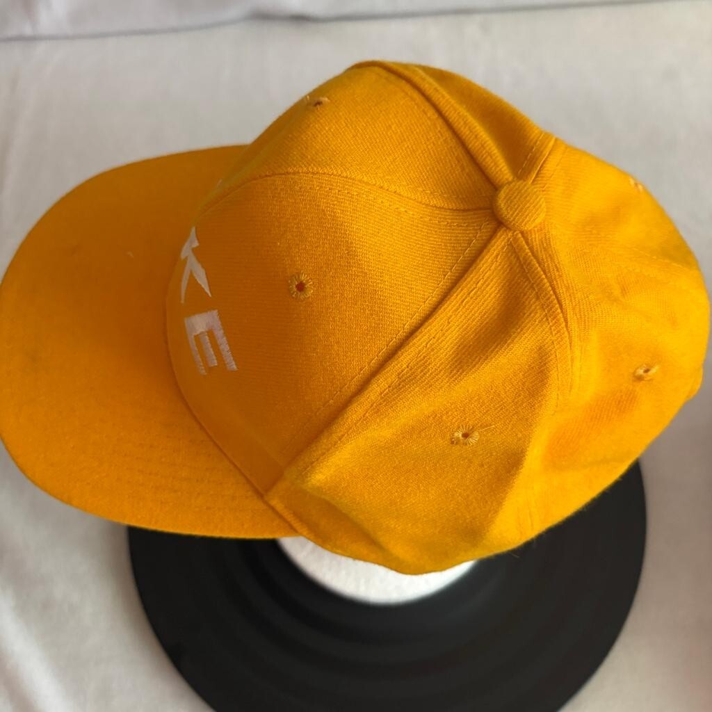 Vintage Nike Spellout Snapback Hat Yellow Kee & Ed Made in China Cap