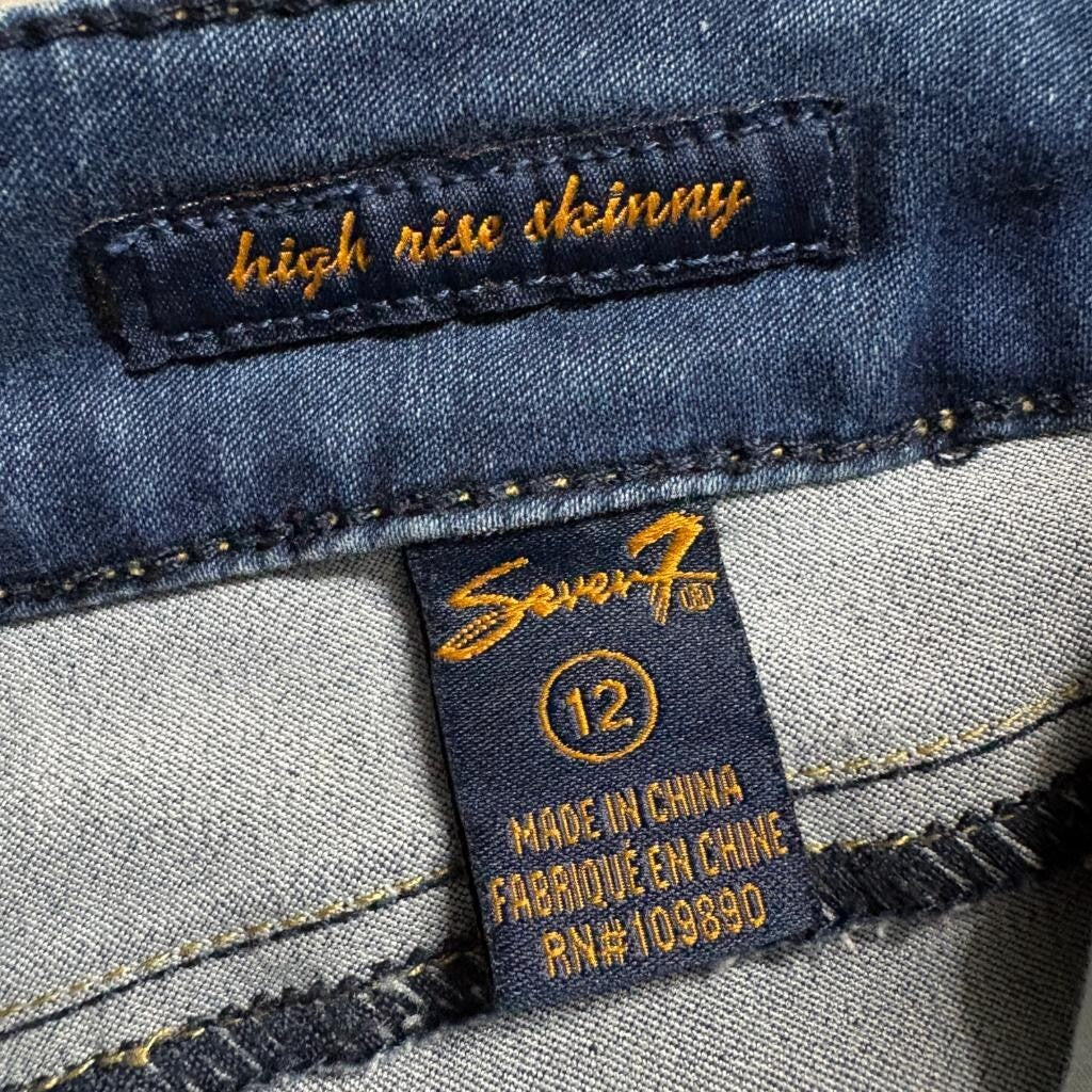 Seven7 High Rise Skinny Jeans Womens Size 12 Blue Denim Stretch Pockets