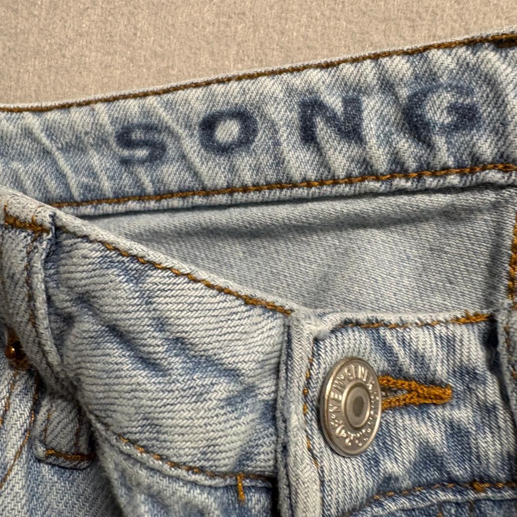 SONG Denim Cargo Jogger Pants Womens 00/23 Light Wash Blue Cotton High Rise