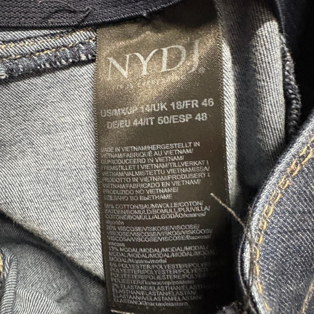 NYDJ Curves 360 Sculpt Pull On Bootcut Jeans Womens Size 14 Dark Wash Stretch