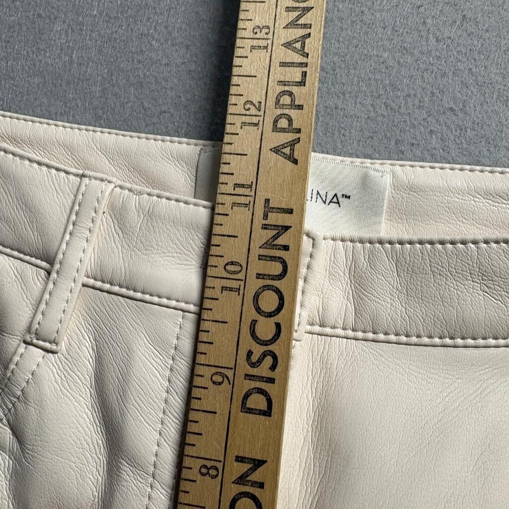 Aritzia Wilfred The Melina Pant Faux Leather Straight Leg Cream Beige Women's