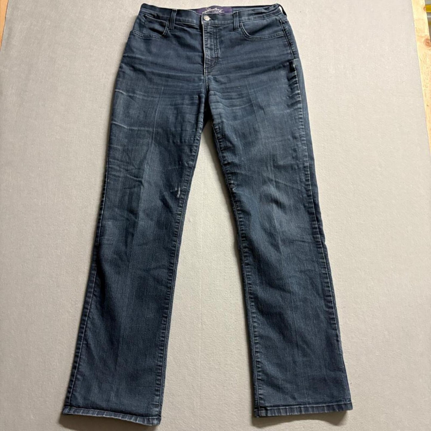 NYDJ Not Your Daughters Jeans Womens 10 Blue Straight Leg Rhinestone Pockets USA