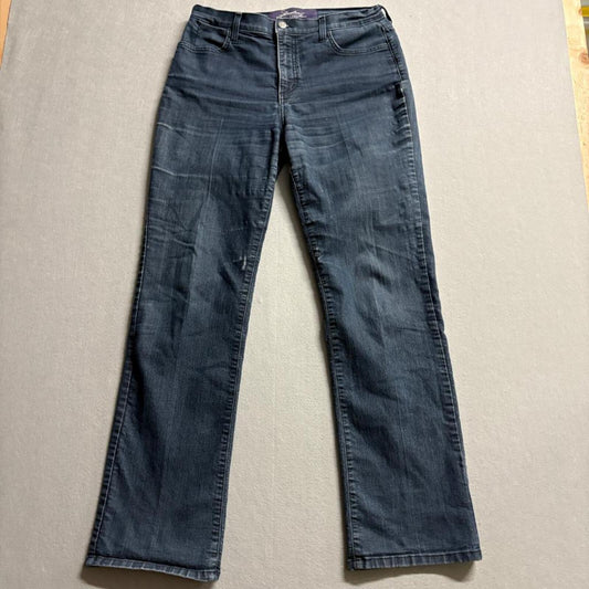 NYDJ Not Your Daughters Jeans Womens 10 Blue Straight Leg Rhinestone Pockets USA