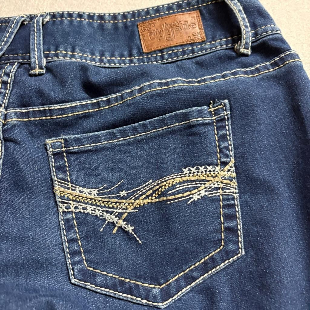 Myth of Jade Skinny Jeans Womens Size 10 Blue Denim Embroidered Pockets Stretch