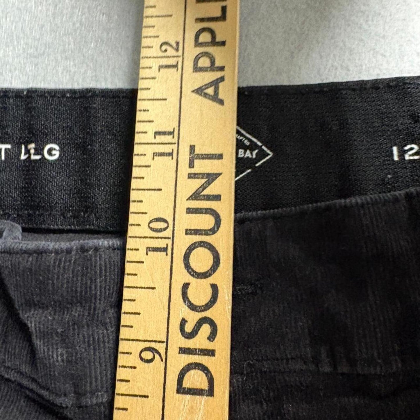 St John's Bay Corduroy Pants Womens 12P Black Straight Leg Stretch Corduroy
